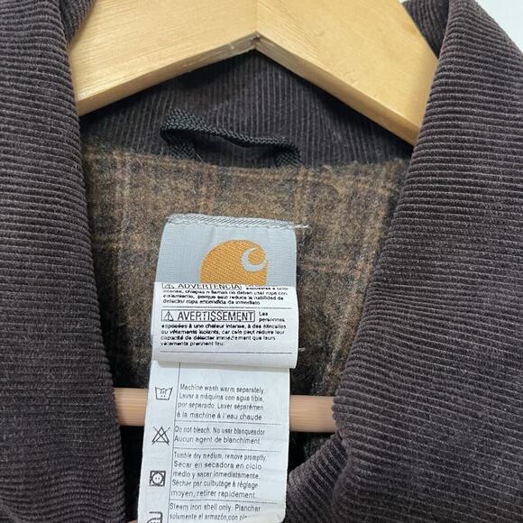 VTG Carhartt Men's Blanket Lined Canvas Chore Jacket Size L Brown Drawstring C52 - Picture 16 of 16